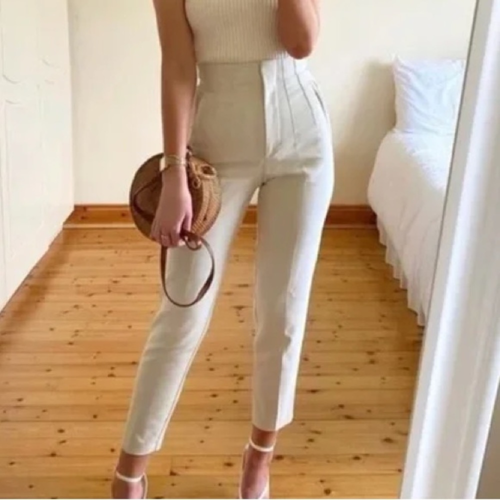 ZARA High Waisted Pants in Beige sz M EUC & SOLD OUT